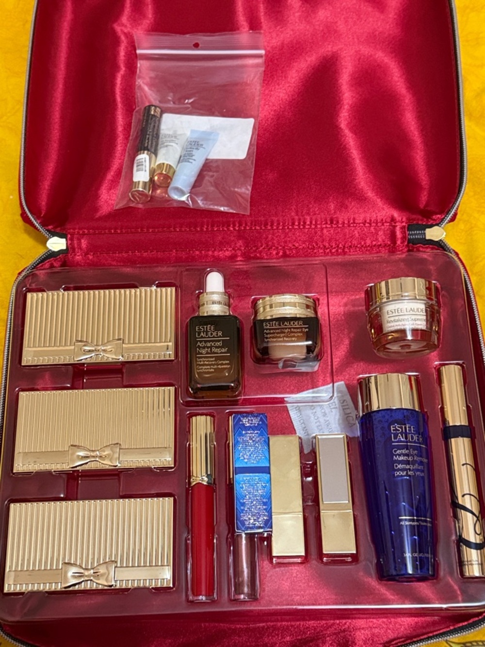 Box is not included- Estee Lauder Gold & Blue Skincare and Makeup Set
